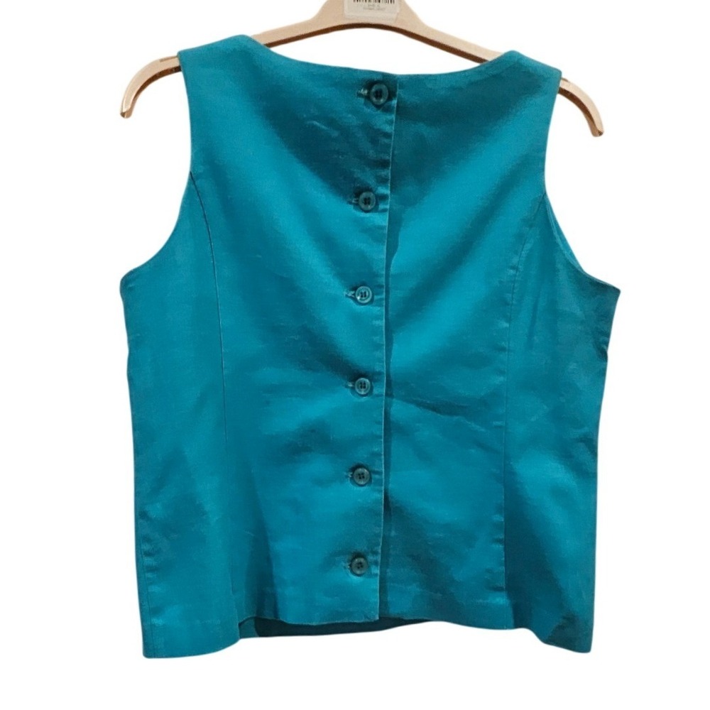 KC Spencer New York Teal Linen Vintage Retro Y2K Top & Midi Skirt Set 16 - Picture 3 of 5